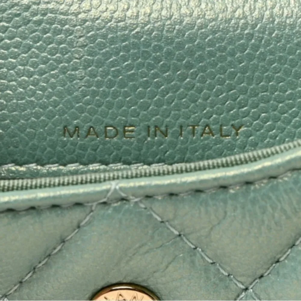*CHANEL* 2021 Iridescent Mint Green 🌟Caviar🌟 Quilted Pearl on Top Micro WOC